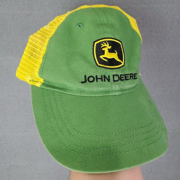 JOHN DEERE Kids Trucker Hat Baseball‎ Adjustable Green Yellow Mesh Cotton - Picture 5 of 9